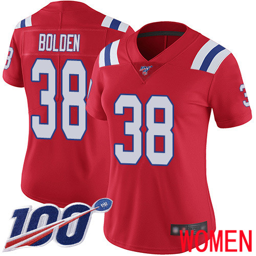 New England Patriots Football 38 100th Limited Red Women Brandon Bolden Alternate NFL Jersey